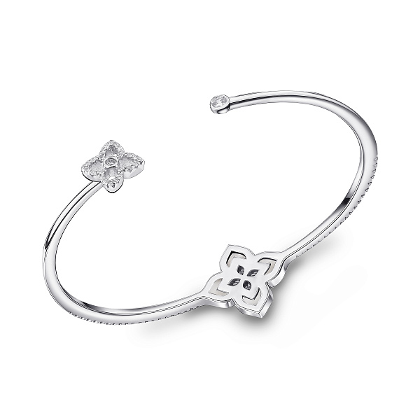 Серебряный жесткий браслет Цветок с перламутром (арт. 7509/2183310/20п) – изображение 2