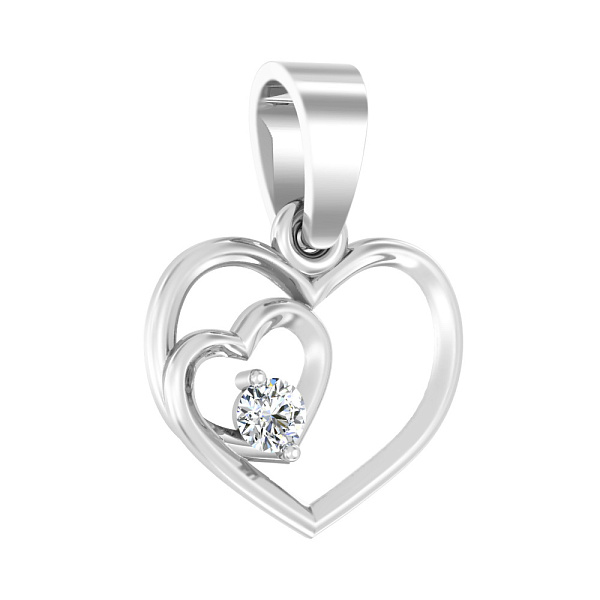 Золота підвіска Два серця з фіанітом (арт. 440559б) – зображення 1