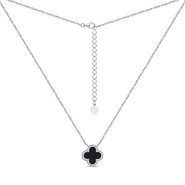 Колье "Клевер" из серебра с ониксом и фианитами (арт. 7507/977/10о) – изображение 2