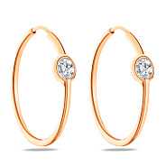 Сережки-кільця з червоного золота з фіанітами (арт. 107149/15)