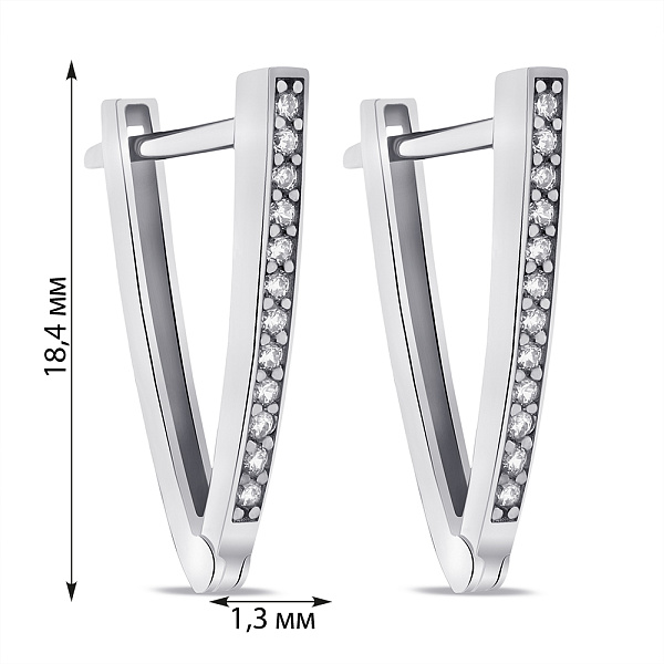 Сережки срібні з фіанітами (арт. 7502/4950/15) – зображення 2