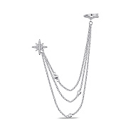 Одиночная серебряная серьга с каффой и фианитами (арт. 7518/6332я)