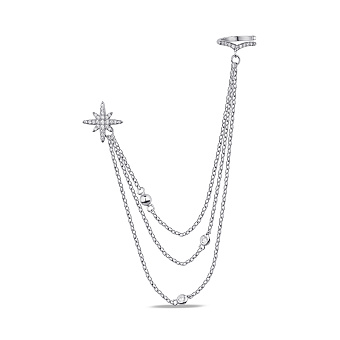 Фото Одиночна срібна сережка з кафою і фіанітами (арт. 7518/6332я)