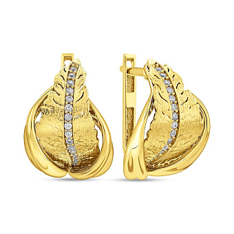 Фото Серьги из желтого золота с фианитами (арт. 1091960жм)