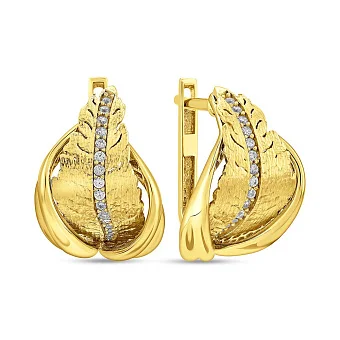 Серьги из желтого золота с фианитами (арт. 1091960жм)