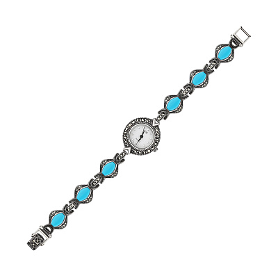 Срібний годинник з бірюзою (арт. 7426/061мркБ)