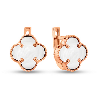 Фото Сережки з червоного золота з перламутром (арт. 106087/10п)