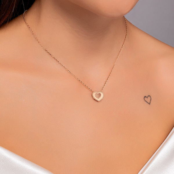 Золотое колье Сердце без камней (арт. 353002) – изображение 2