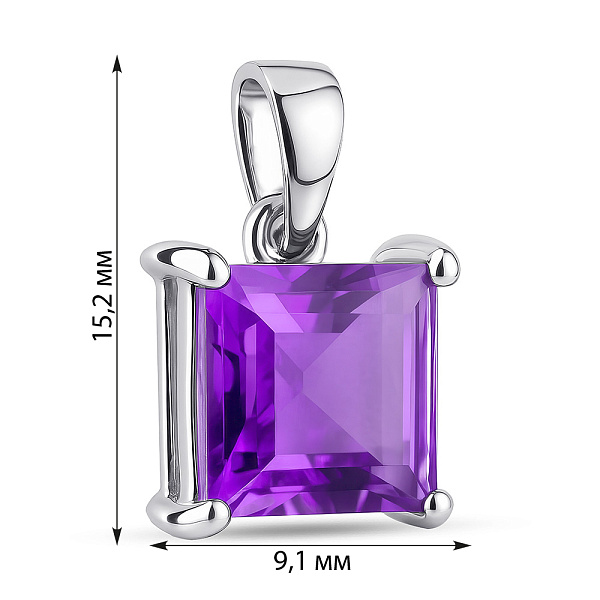 Срібний підвіс з аметистом (арт. 7503/2179047А) – зображення 2