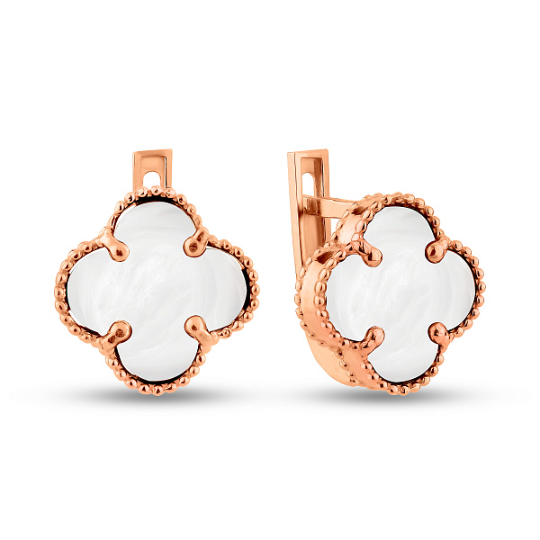 Сережки з червоного золота з перламутром (арт. 106087/10п) – зображення 1