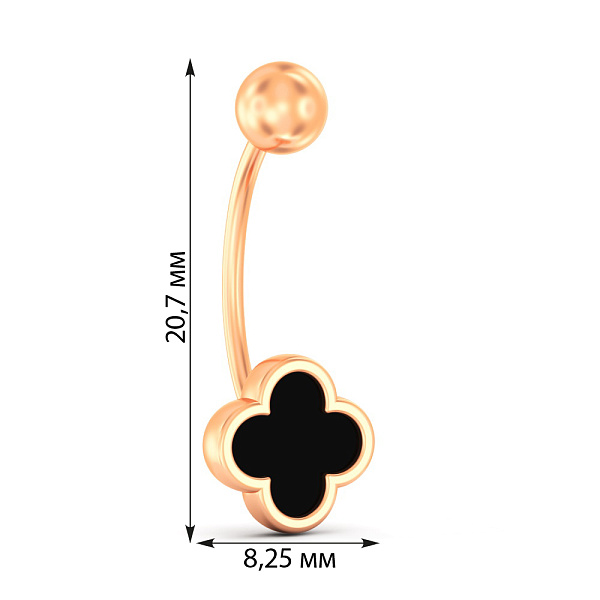 Пірсинг у пупок з червоного золота з емаллю (арт. 360250еч) – зображення 2