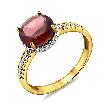 Золота каблучка з кварцом і фіанітами (арт. 141100ПжрГ)