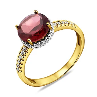 Золота каблучка з кварцом і фіанітами (арт. 141100ПжрГ)