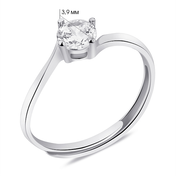 Срібна безрозмірна каблучка з фіанітом (арт. 7501/6254) – зображення 2