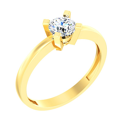 Золотое помолвочное кольцо с фианитом (арт. 140422ж)