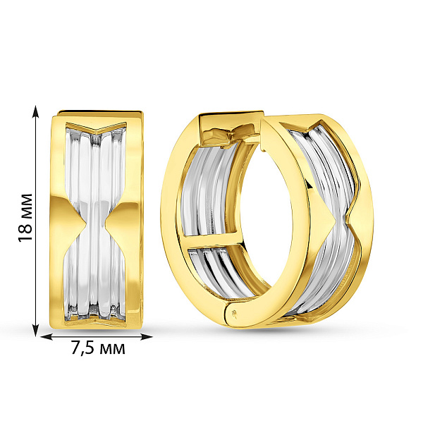 Золотые серьги в комбинированном цвете металла (арт. 104165/20жб) – изображение 2