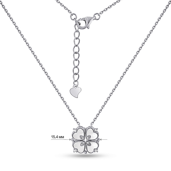 Серебряное колье Клевер с перламутром (арт. 7507/2203п) – изображение 4