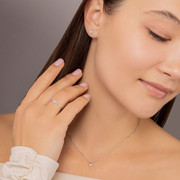 Колье из белого золота с бриллиантом (арт. Ц011669005б) – изображение 4