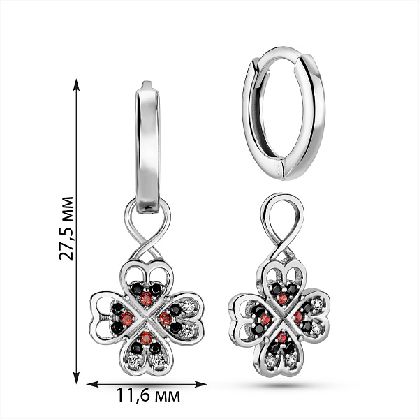 Серебряные серьги-трансформеры с фианитами (арт. 7502/304/1чаксю) – изображение 2