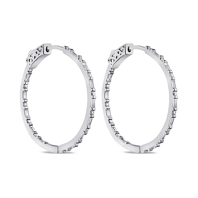 Срібні сережки-кільця з доріжками із фіанітів (арт. 7502/9449/30)