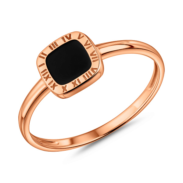 Кольцо из красного золота с черной эмалью (арт. 141206еч) – изображение 1