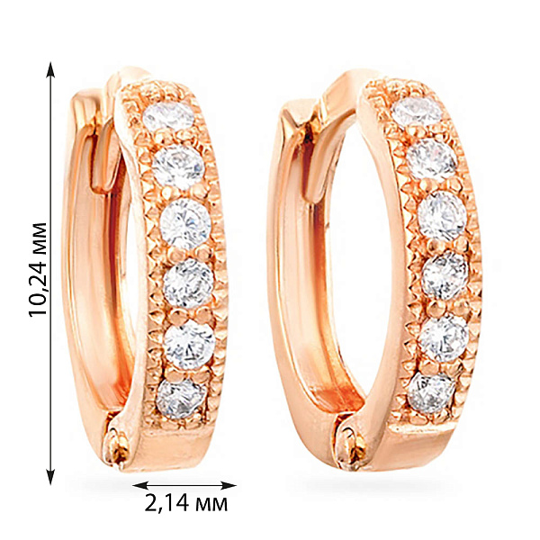 Золоті сережки конго з фіанітами (арт. 110276) – зображення 2