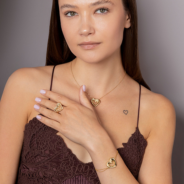 Золотое кольцо Сердце Francelli (арт. 141426ж) – изображение 3