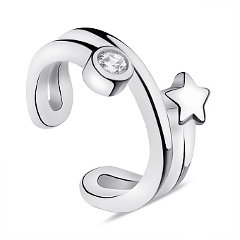 Фото Серебряная сережка-каффа с фианитом (арт. 7502/9124я)