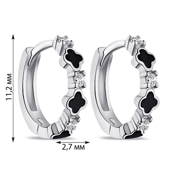 Серьги-кольца из серебра с эмалью и фианитами (арт. 7502/9174/10еч) – изображение 2