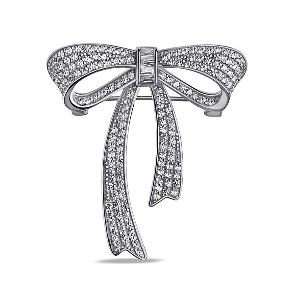 Серебряная брошь Бант с фианитами (арт. 7505/221) – изображение 1