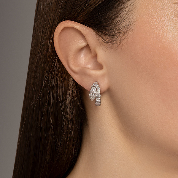Серебряные серьги-кольца с фианитами (арт. 7502/10092) – изображение 2
