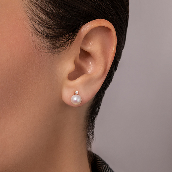 Золотые серьги с жемчугом и с бриллиантами (арт. Т011292) – изображение 3