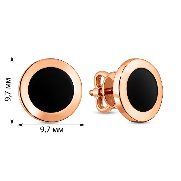 Пусеты золотые Лýна с черной эмалью (арт. 110688ч) – изображение 4