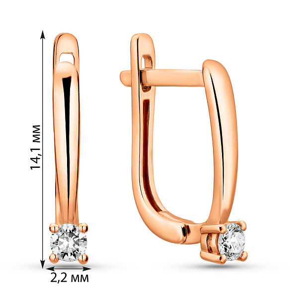Сережки з червоного золота з діамантами  (арт. С011243010) – зображення 4