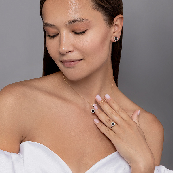 Кольцо Лýна из красного золота с эмалью и фианитами (арт. 141219еч) – изображение 8