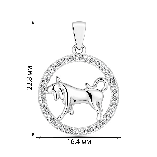 Серебряный кулон Телец с фианитами (арт. 7503/4702тл) – изображение 2