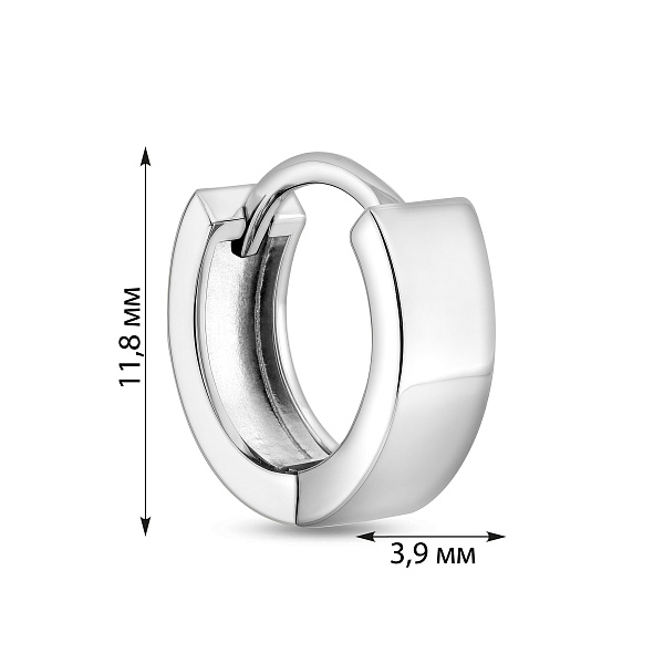 Одиночная серьга из белого золота без камней (арт. 110448бЯ) – изображение 3