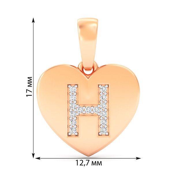 Золотой подвес Буква Н с фианитами (арт. 440978) – изображение 3