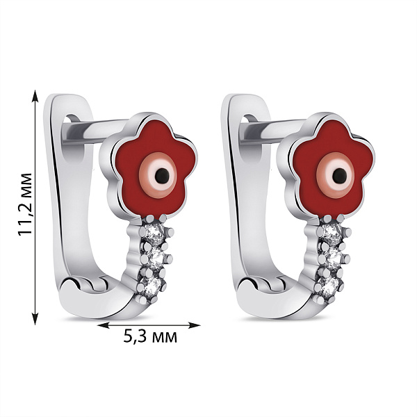 Серебряные детские серьги Цветок с эмалью (арт. 7502/1225е) – изображение 2