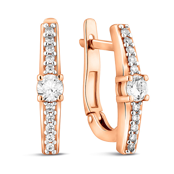 Золотые серьги с фианитами (арт. 110399) – изображение 1