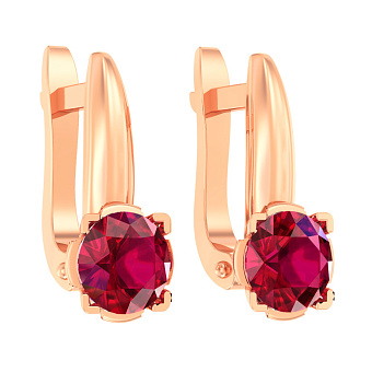 Фото Дитячі золоті сережки з червоним фіанітом (арт. 110504к)
