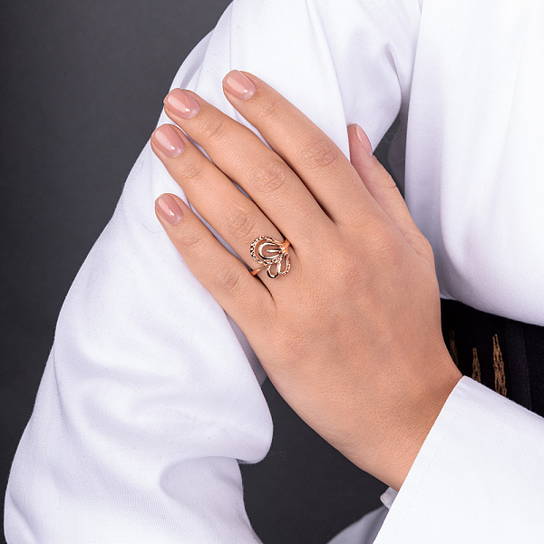 Золота каблучка з алмазною насічкою (арт. 156015) – зображення 2