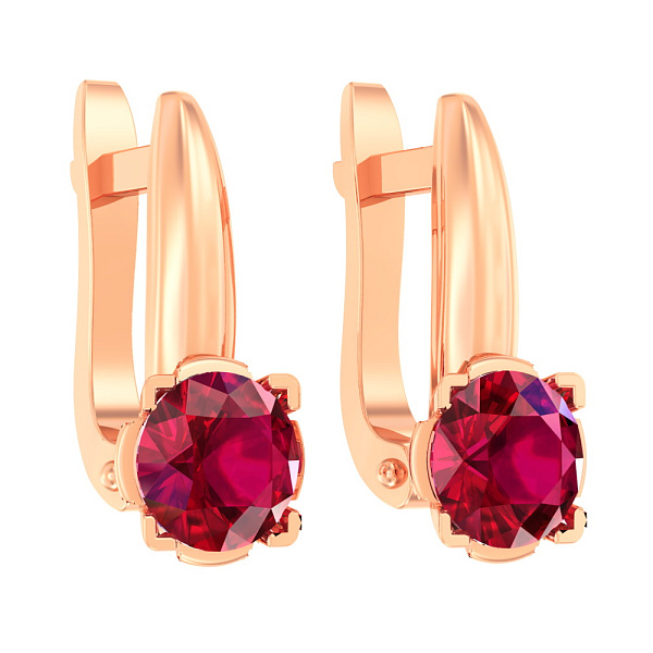 Дитячі золоті сережки з червоним фіанітом (арт. 110504к) – зображення 1