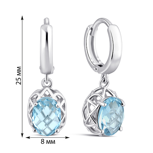 Серебряные серьги-конго с топазами (арт. 7502/2179245Пг) – изображение 2