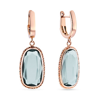 Золотые серьги-подвески с кварцем (арт. 107602Пкс)