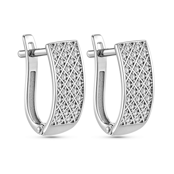 Серьги из белого золота с фианитами (арт. 111900б) – изображение 1