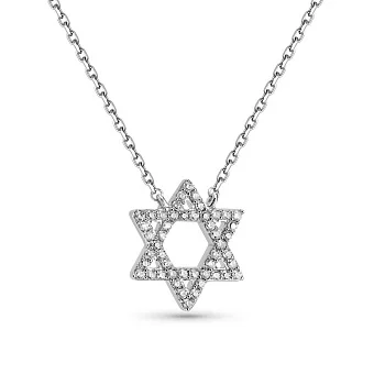 Кольє Зірка Давида з білого золота з діамантами (арт. Ц341299015б)