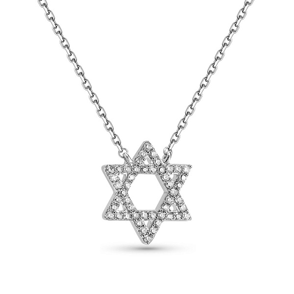 Кольє Зірка Давида з білого золота з діамантами (арт. Ц341299015б) – зображення 1