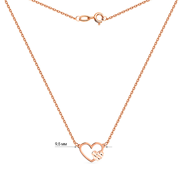 Золоте кольє Серце з алмазною гранню (арт. 360147а) – зображення 4