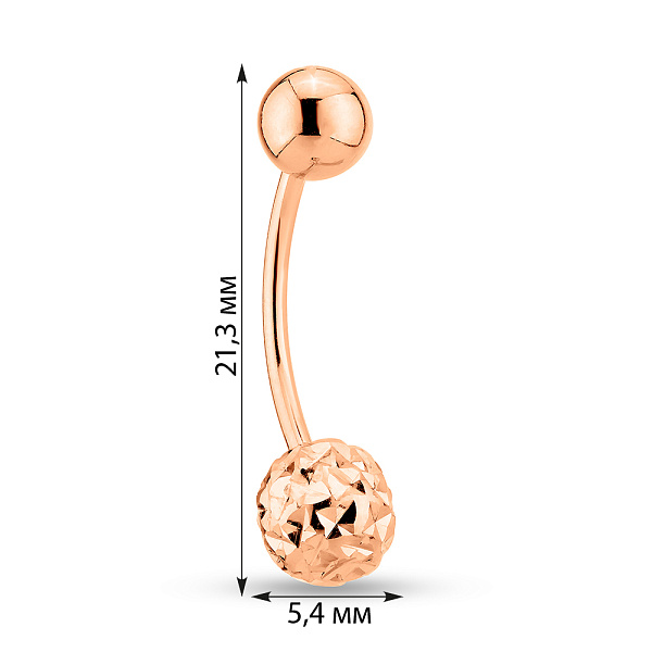 Пирсинг в пупок из красного золота (арт. 360063а) – изображение 4